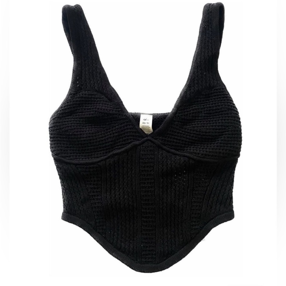 ALO Yoga Black Knit / Crochet Tank Rare S